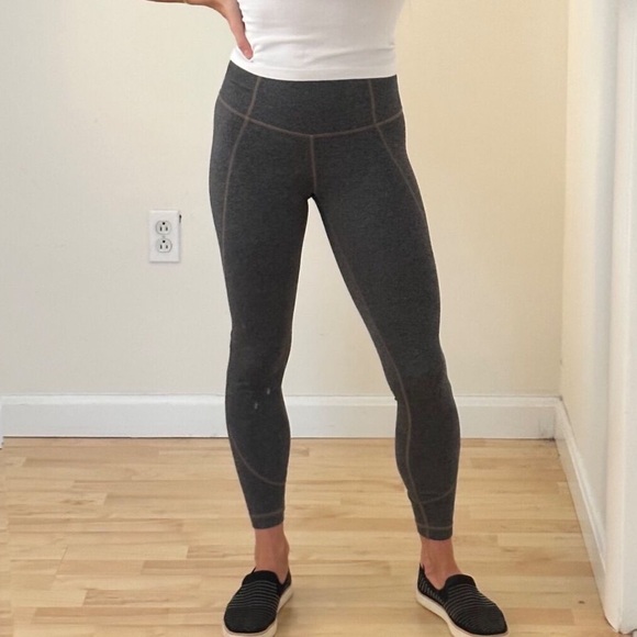 Athleta Denim - ATHLETA Gray Leggings with Tan Tonal Stitching